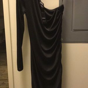 Bebe Ruched One Shoulder Dress NWT